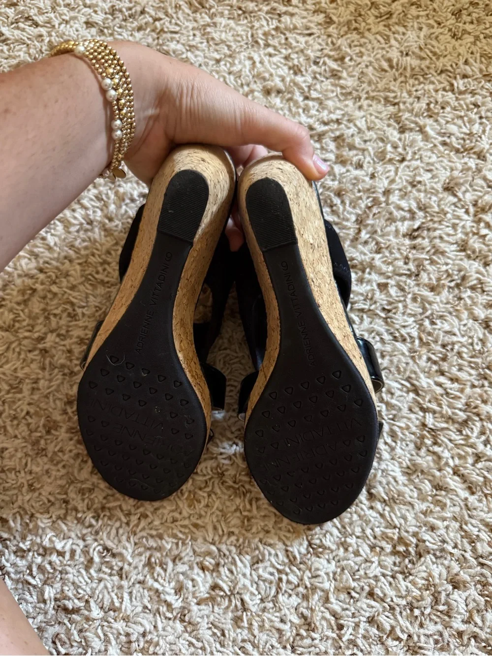 Adrienne Vittadini Black Slingback Patent-Trim Heels